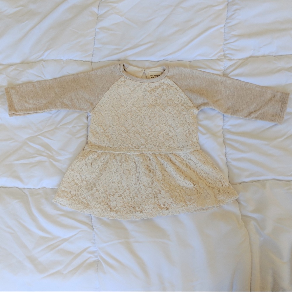 ⬇️ Zara BabyGirl Cream Lace Sweatshirt Tunic Dress